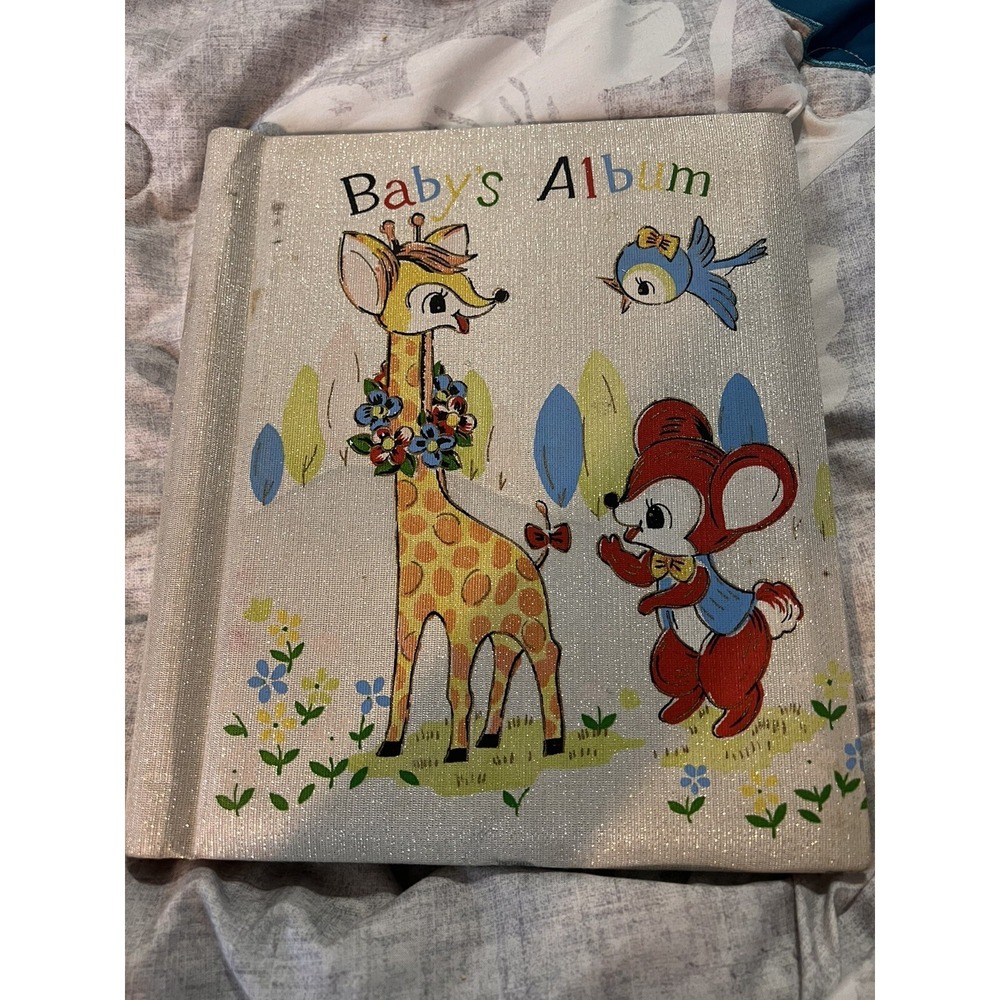 Vintage Kitschy Photo Album Scrapbook Japan Giraffe Birds Bear New Baby Book